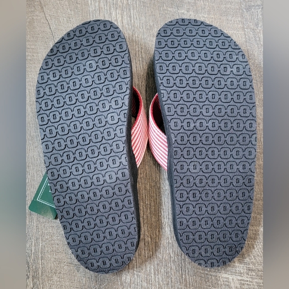 L.L. Bean Maine Isle Flip Flop Women's 10 Black, Red & White Striped Sandals NWT - Picture 7 of 9